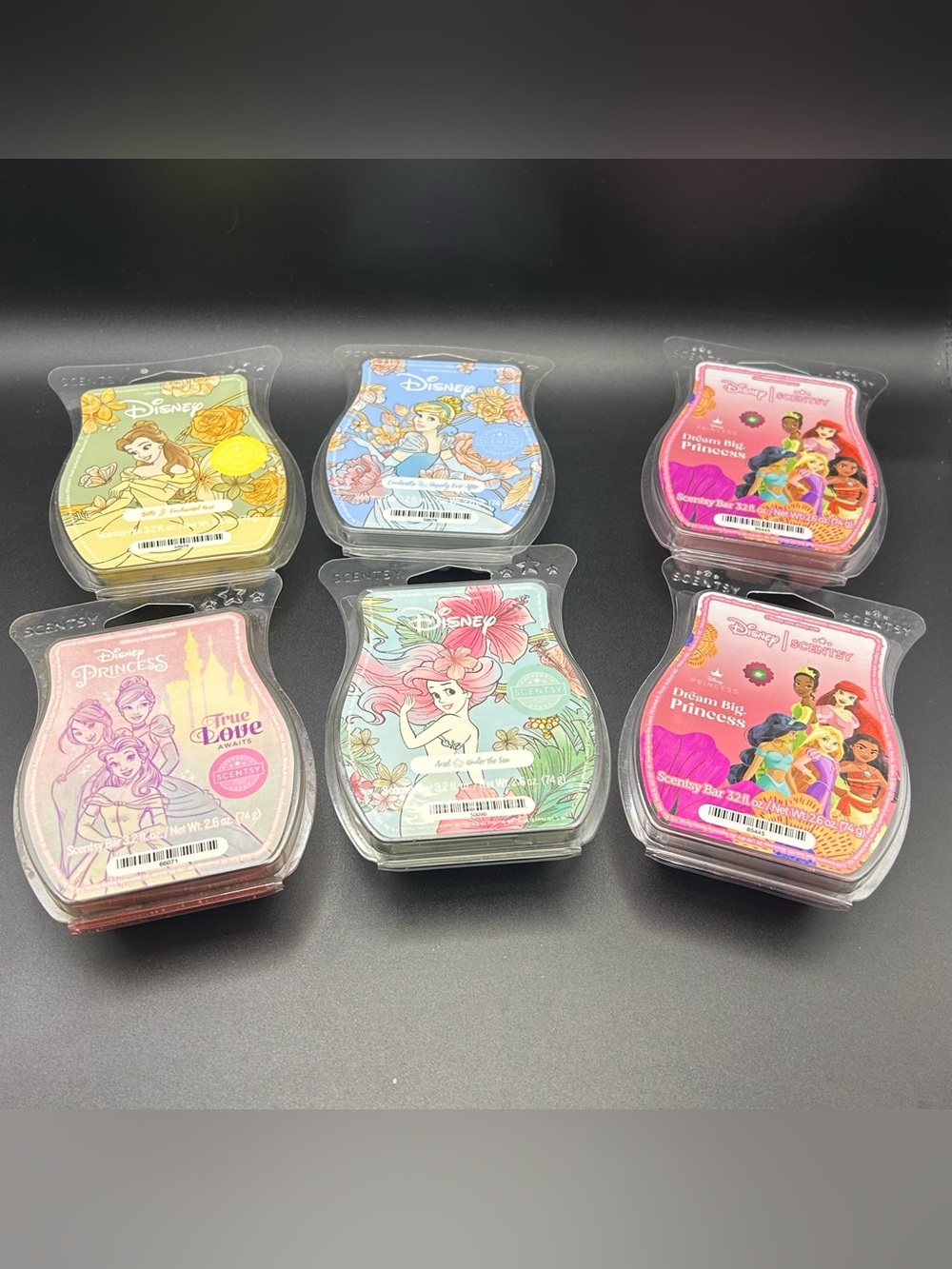 Scentsy Disney Princess Wax Bars Lot Of 6. Belle, Ariel, Cinderella. New